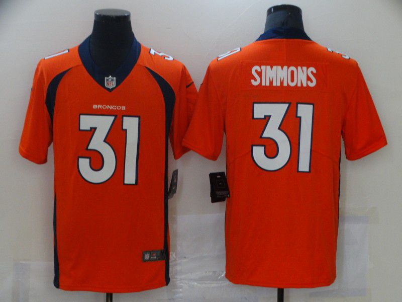Men Denver Broncos #31 Simmons Orange Nike Vapor Untouchable Limited 2021 NFL Jersey->denver broncos->NFL Jersey
